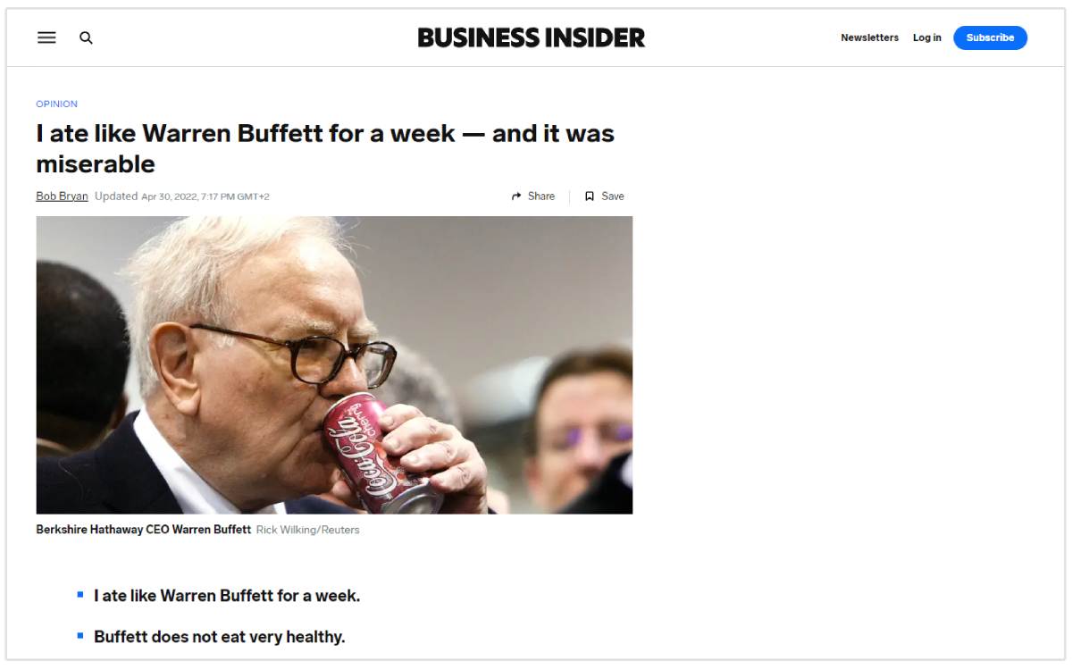 dieta Warrena Buffetta